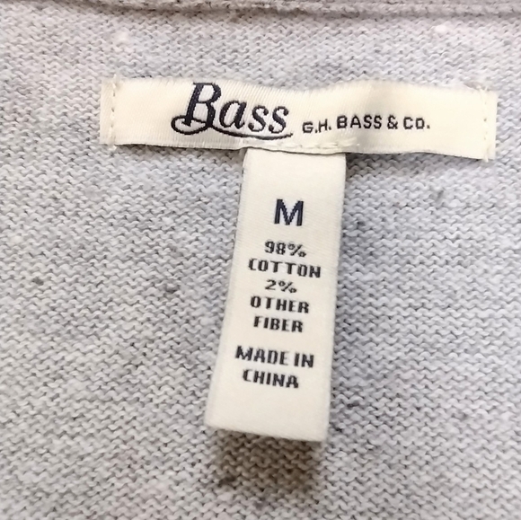 Bass Gray Preppy V-Neck Cardigan Sz M - Picture 10 of 11